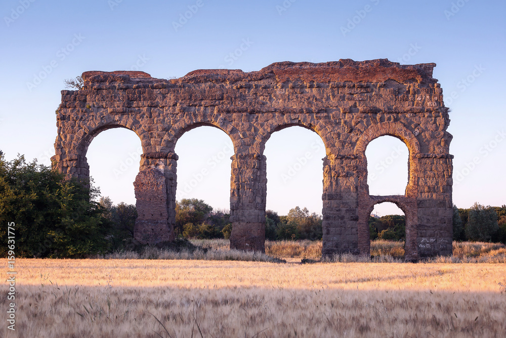 Remained in ruins of an ancient Roman aqueduct.