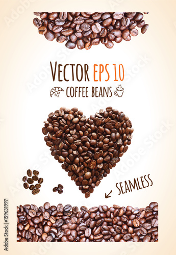 Vector coffee beans background with place for your text.