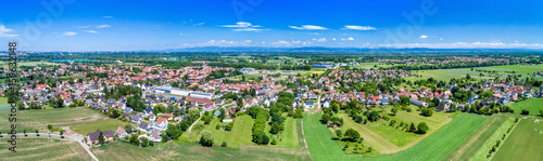Fototapeta Naklejka Na Ścianę i Meble -  Aerial panorama of Eschau, a village near Strasbourg - Grand Est, France