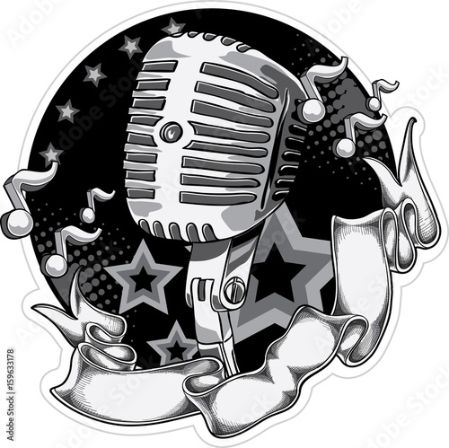 Drawn microphone emblem