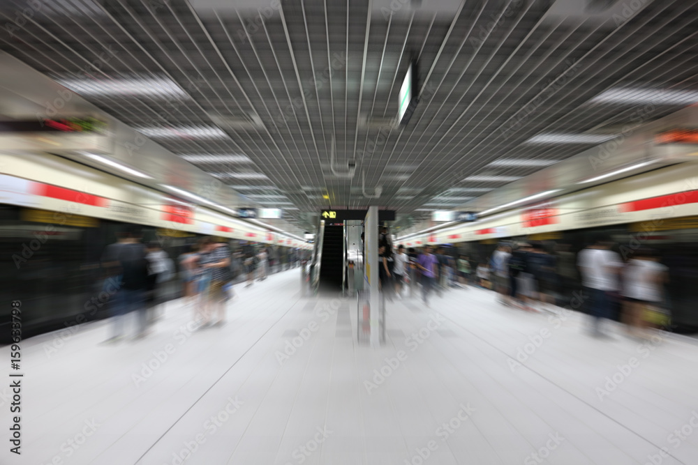 Abstract blurred subway station background