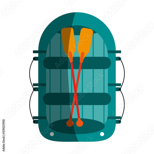 raft with oars boat icon image vector illustration design 