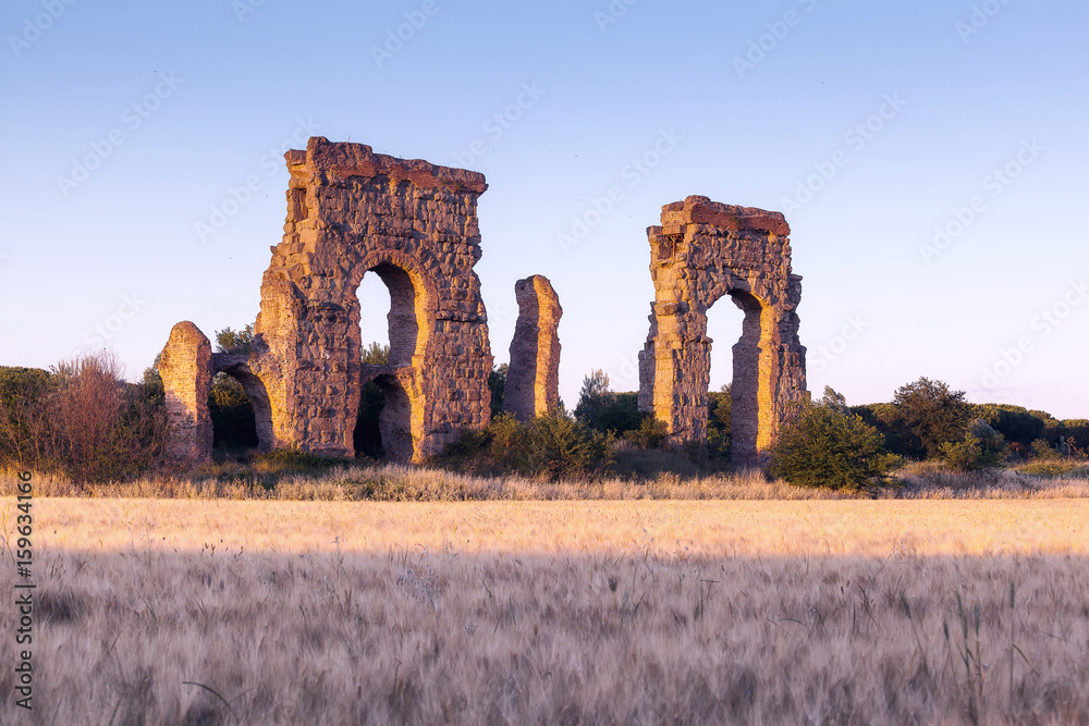 Remained in ruins of an ancient Roman aqueduct.
