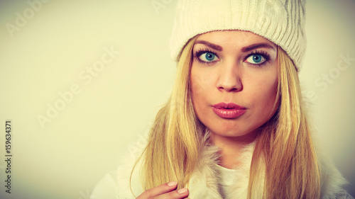 Woman wearing warm winter clothing