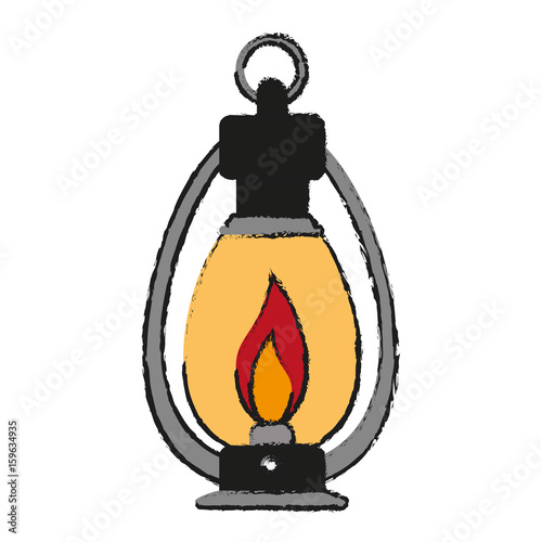 oil lamp camping related icon image vector illustration design 