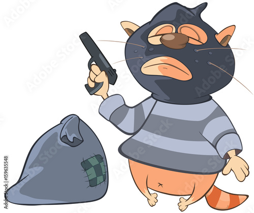 Illustration of a Cute Cat Gangster. Cartoon Character