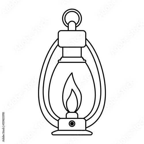 oil lamp camping related icon image vector illustration design  single black line