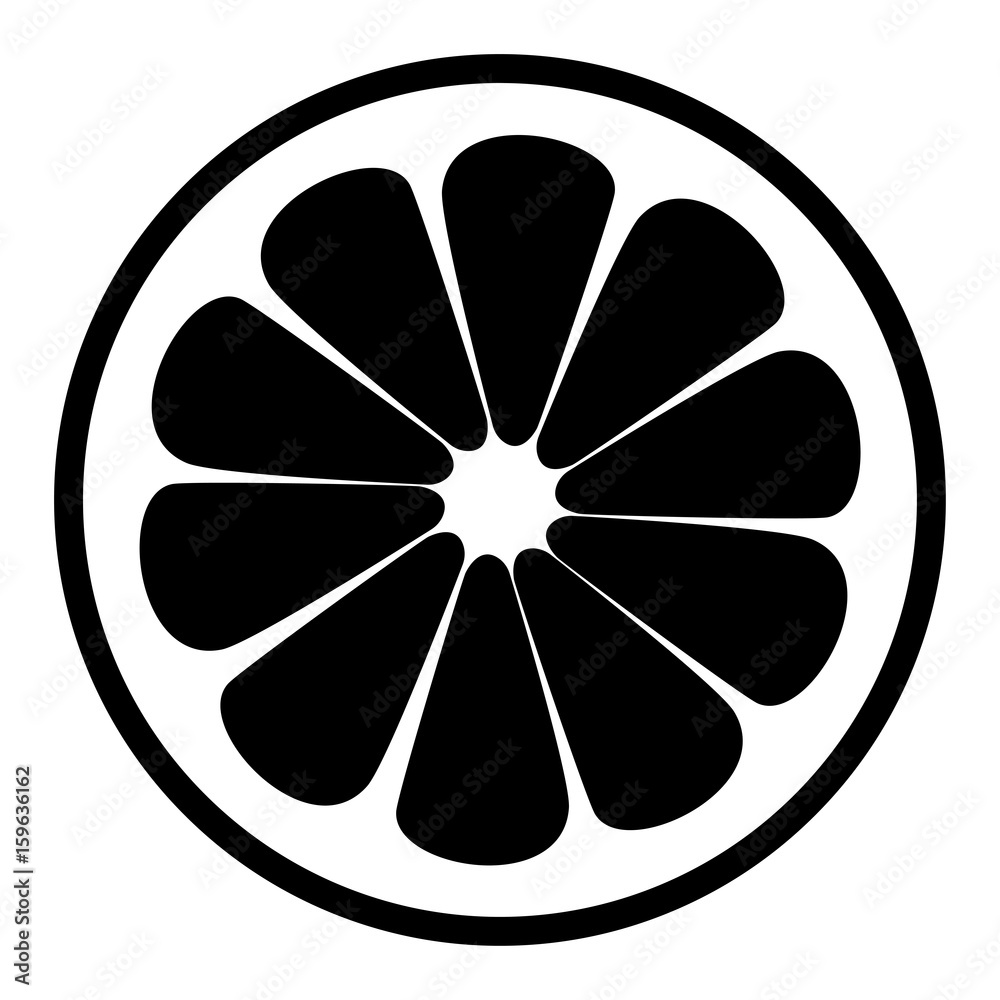 Lemon slice the black color icon . Lemon slice the black color icon .