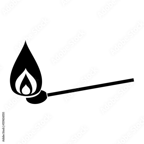 Burning match the black color icon .
