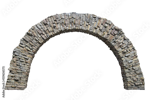 stone arch in the wall isolated on white background photo
