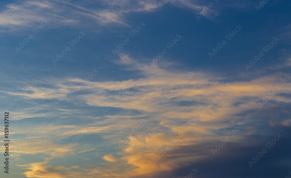 The sky with clouds at sunset of the day