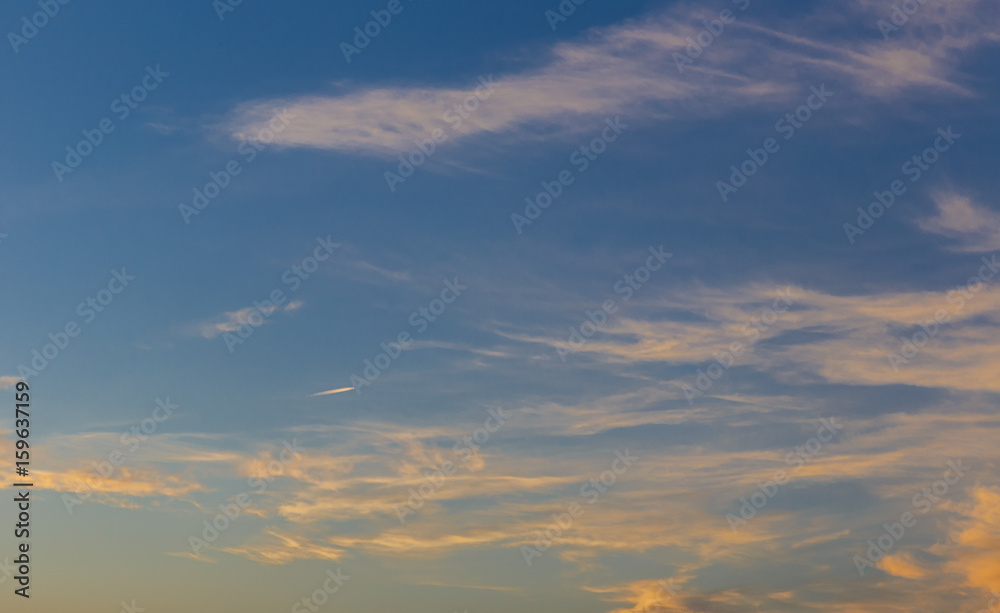 The sky with clouds at sunset of the day