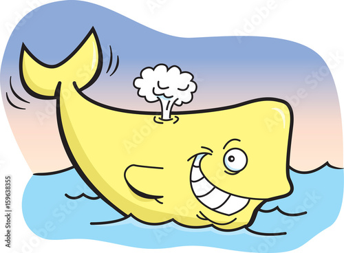 Cartoon illustration of a smiling whale.