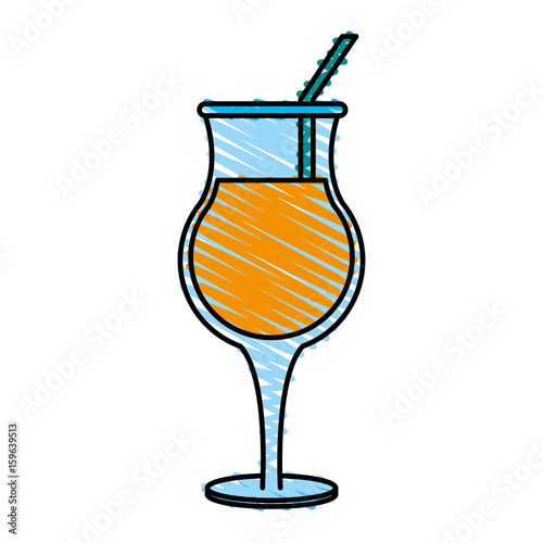 Refreshing liquor cocktail illustration icon vector graphic design scribble
