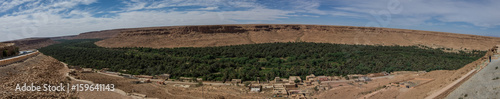 Huge palm grove in Ziz river valley, Morocco. Panorama view