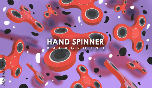 Abtract background with image of hand spinner toys. Template with hand spinner for web and print.
