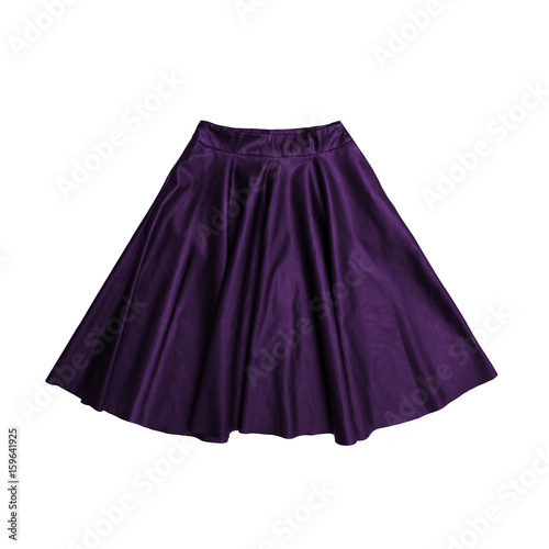 purple leather a-line skirt isolated on white background