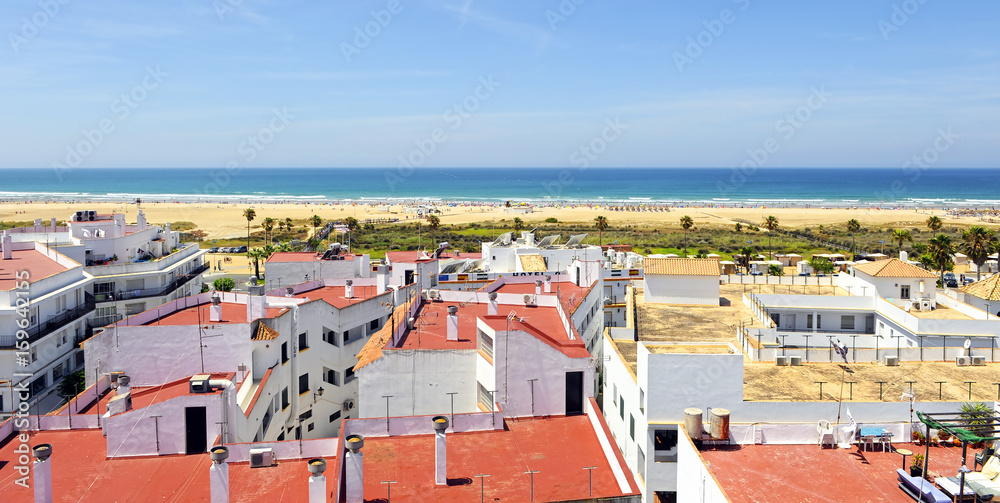 Vista panorámica de la playa de Conil de la Frontera, Costa de la Luz Cádiz, España