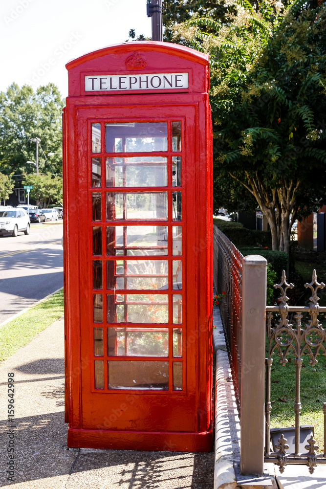 A British Red Telephone box in Oxford Mississippi A British Red Telephone box in Oxford Mississippi