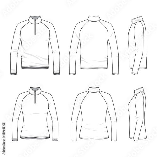 Set of raglan sleeved t-shirt with zipper.