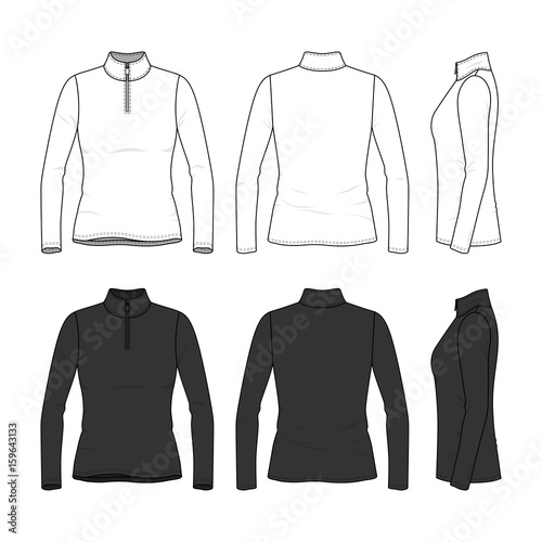 Set of long sleeved t-shirt with zipper.