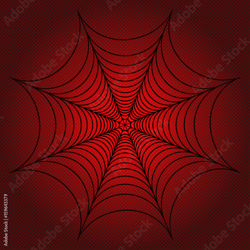 spider web, cobweb on red dotted background. Vector illustration