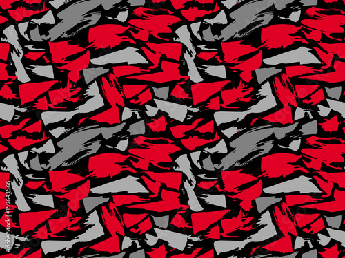 Pattern texture repeating seamless. Red and gray spots on a black background. Vector background. Repeat.
