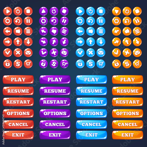 Mobile Game Ui, vector collection of icong, and buttons