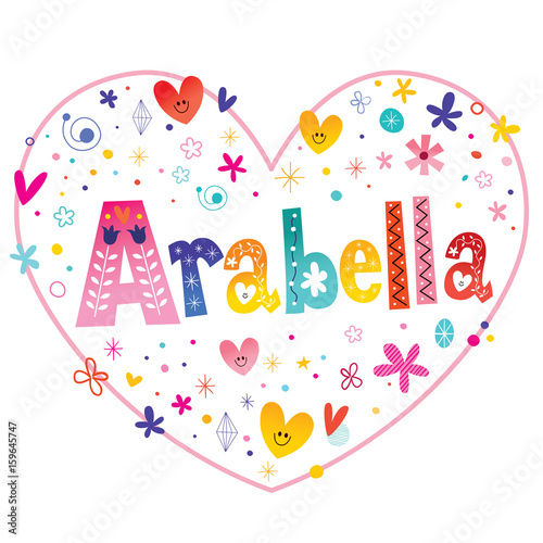 Arabella girls name decorative lettering heart shaped love design