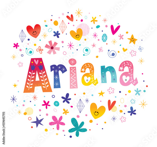 Ariana girls name decorative lettering type design photo