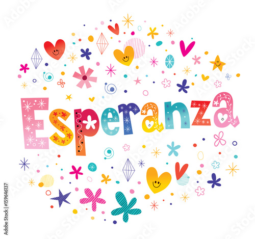 Esperanza girls name decorative lettering type design
