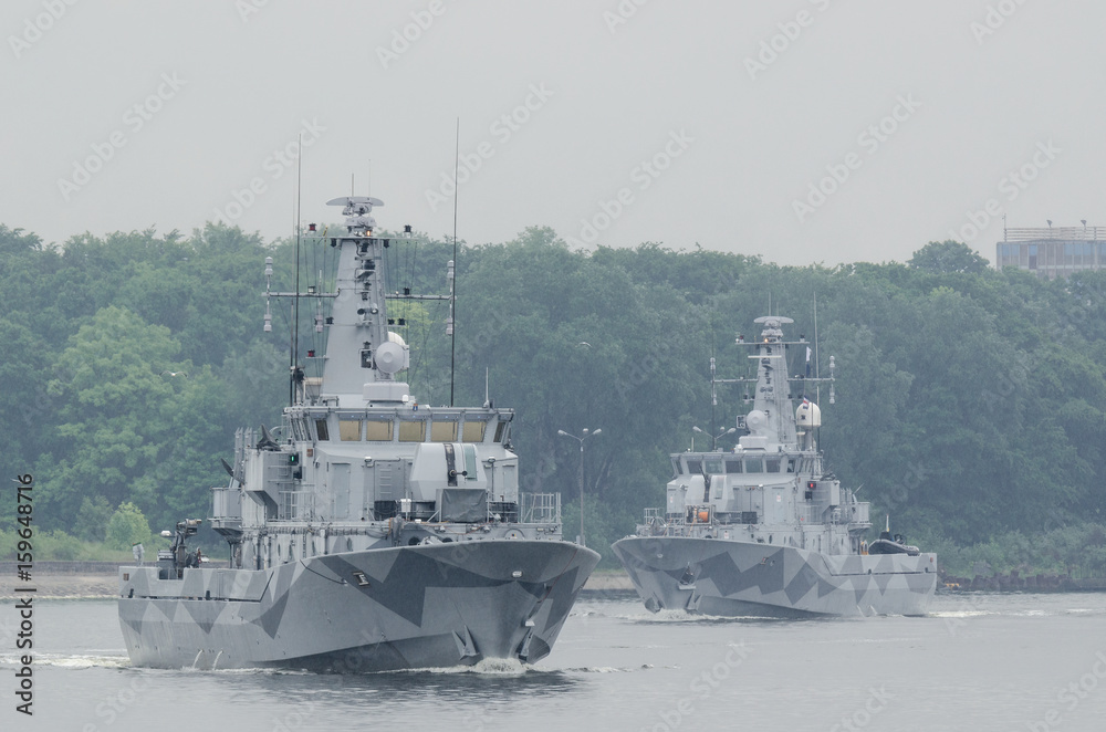 MINEHUNTERS -  Swedish warships depart from the port of Swinoujscie