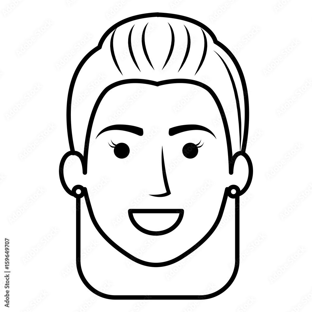 beautiful and young woman head character vector illustration design