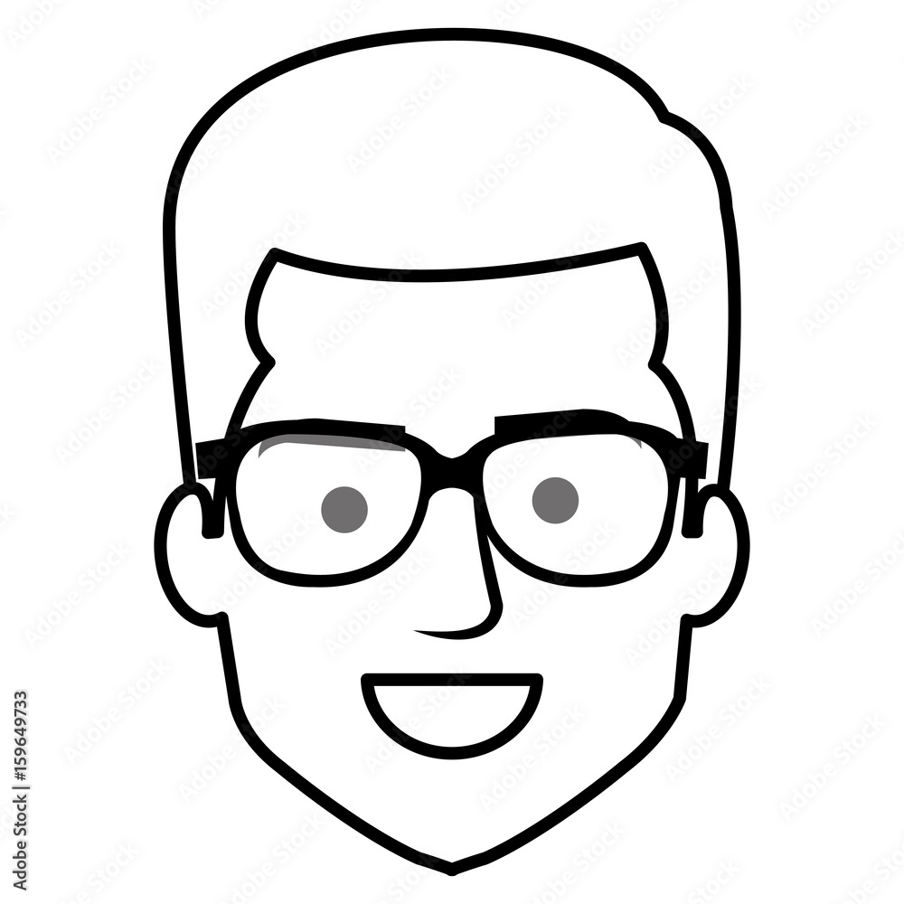 young man head with glasses avatar character vector illustration design