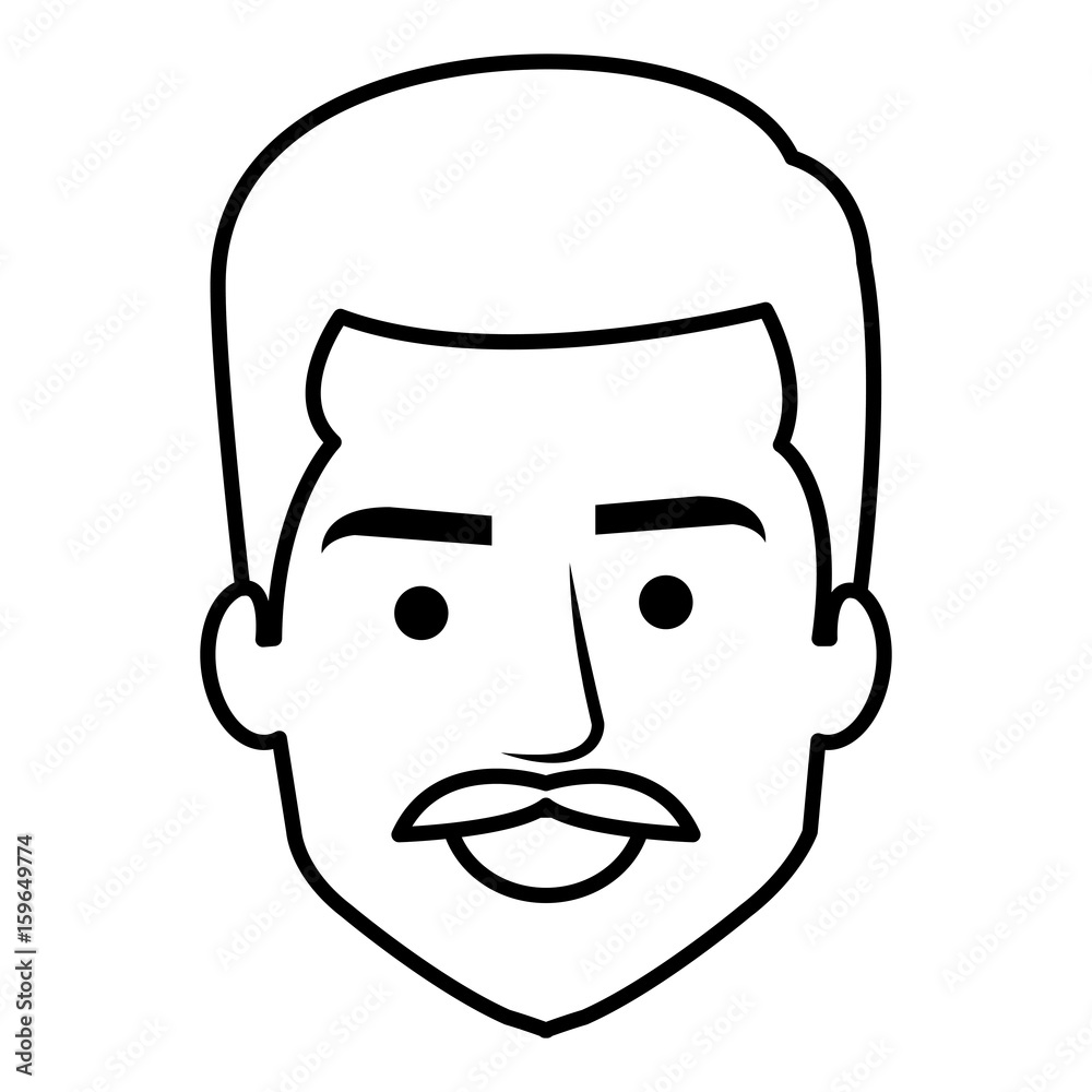 young man head with mustache avatar character vector illustration design young man head with mustache avatar character vector illustration design