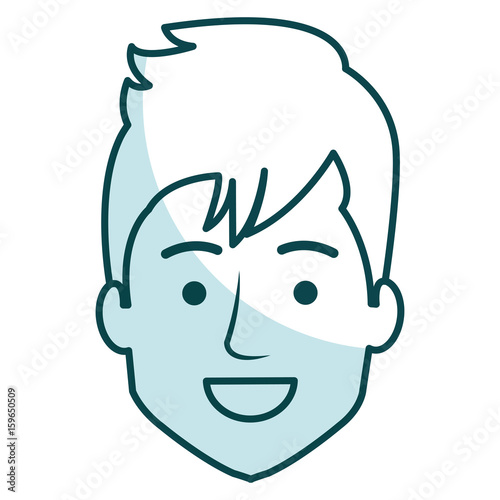 young man head avatar character vector illustration design