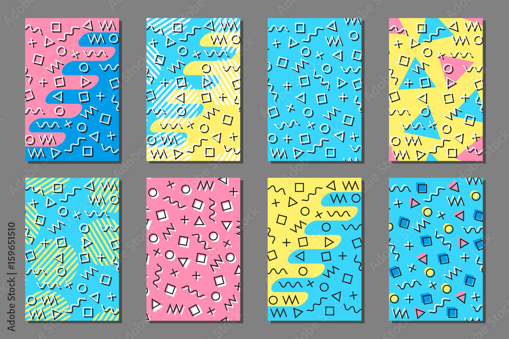 Fototapeta premium Geometric memphis prints