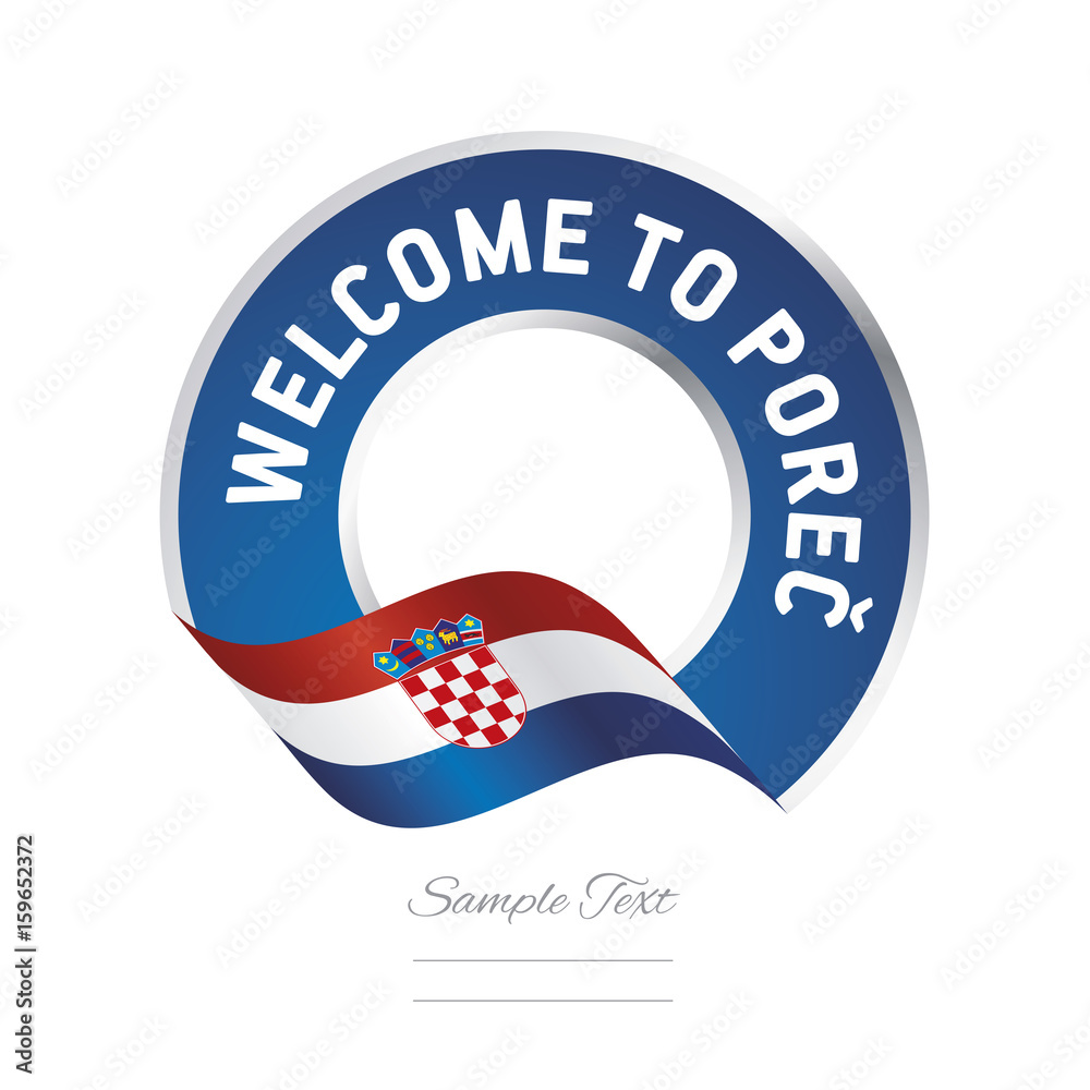 Welcome to Porec Croatia flag logo icon Stock Vector | Adobe Stock