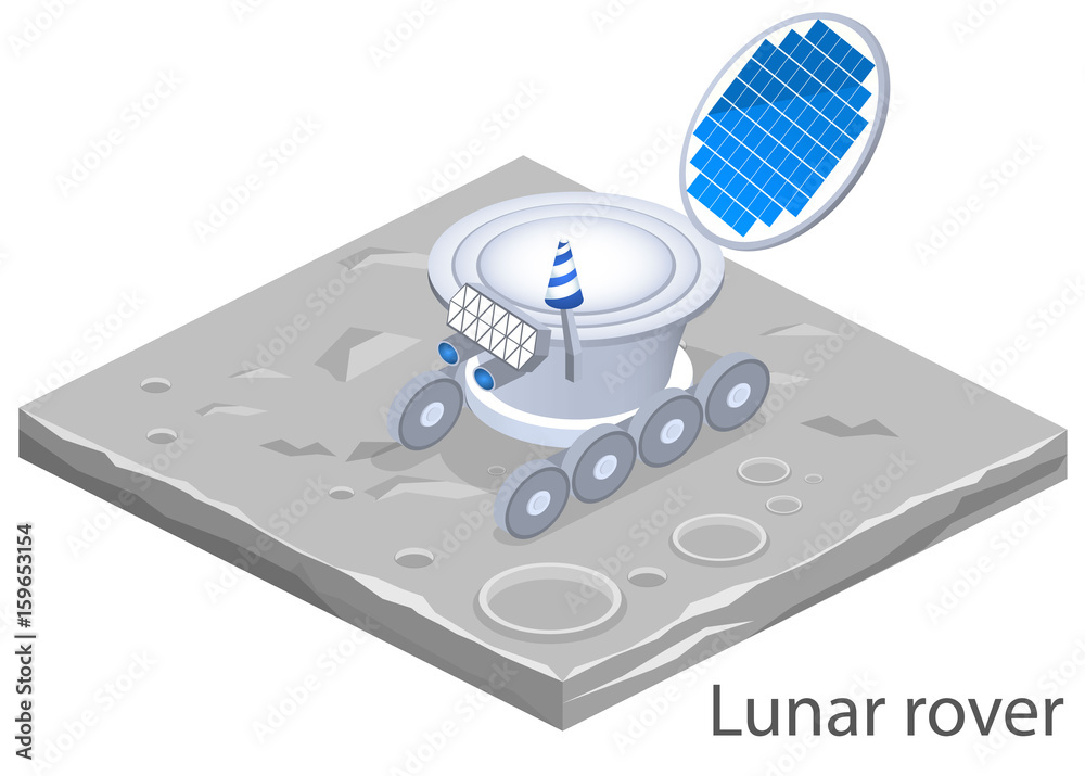 Obraz premium Isometric flat 3D isolated concept vector lunar rover
