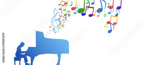 piano, pianista, note, musicali, musica