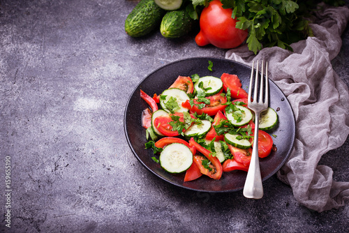 Vegetable salad with cucumber and tomato