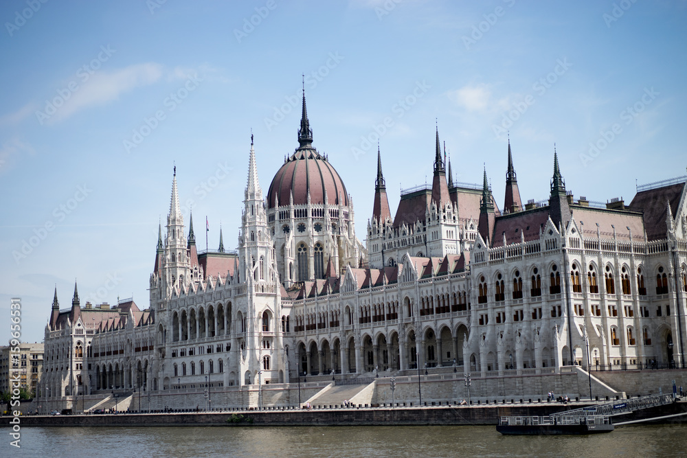 View of Danube River and Parliament Building, Budapest, Hungary