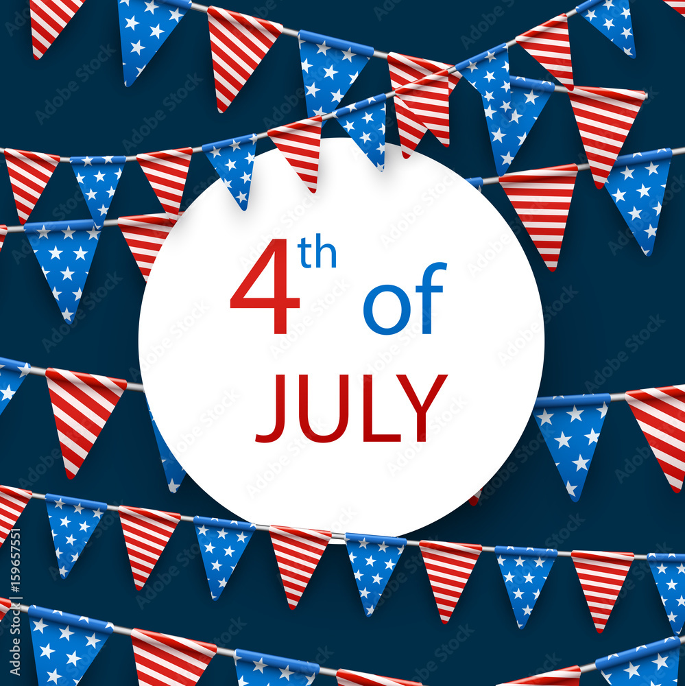 Obraz premium 4th July card with flags.