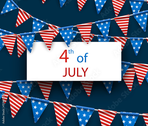 4th July background with flags.