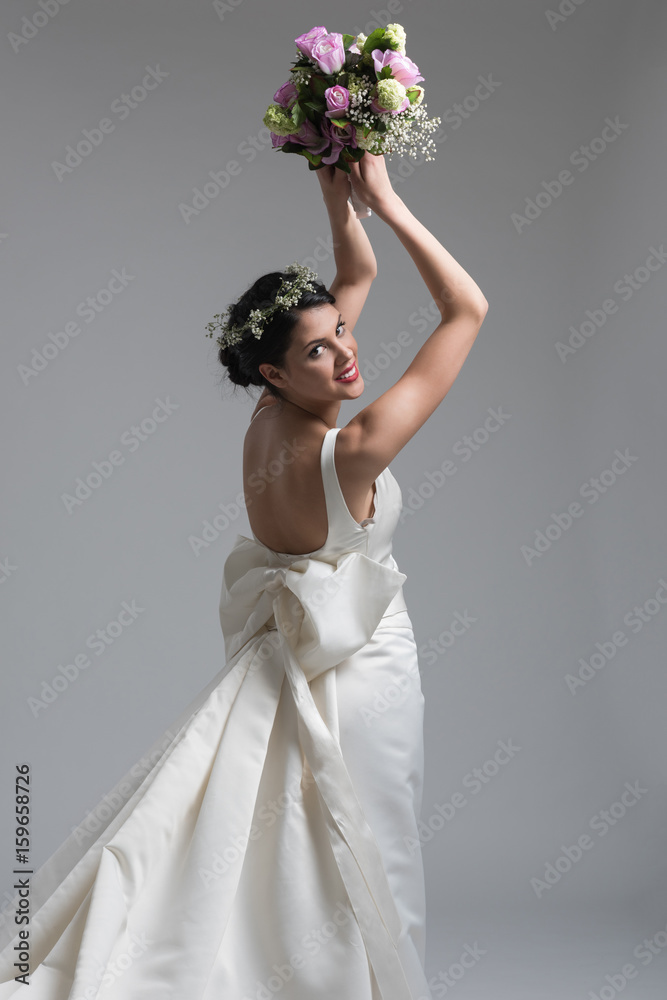 bride with a bouquet isolated on white background bride with a bouquet isolated on white background