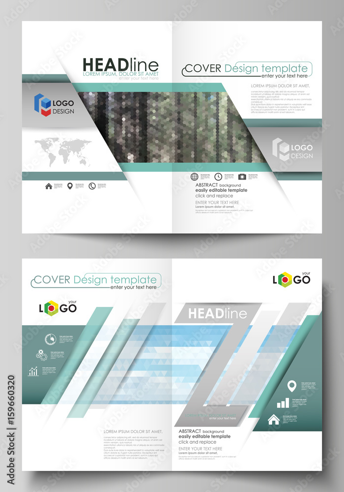Templates for bi fold brochure, flyer, booklet or report. Cover design template, abstract vector layout in A4 size. Colorful background, travel business, natural landscape in polygonal style.