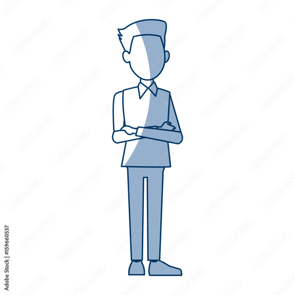 young businessman standing with folded arms vector illustration young businessman standing with folded arms vector illustration