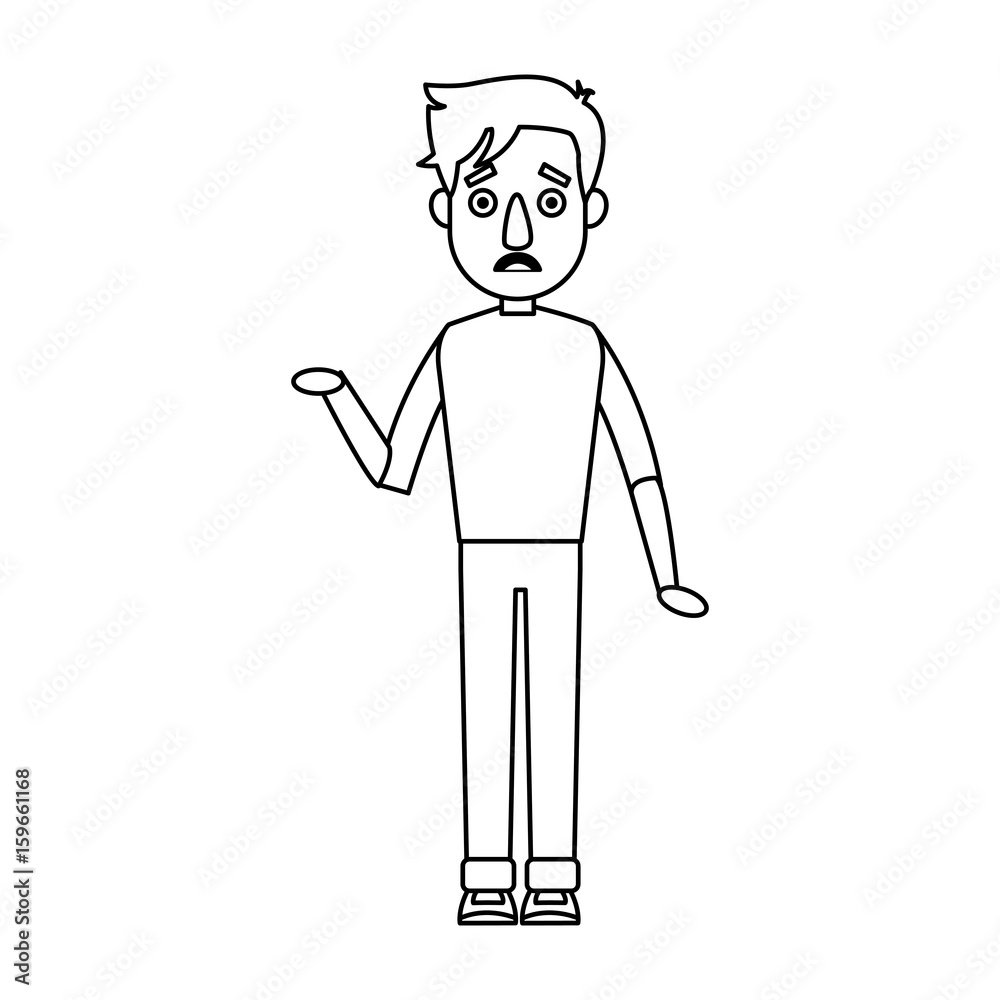young man worried standing posing isolated vector illustration young man worried standing posing isolated vector illustration