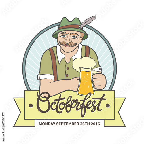 Oktoberfest man holding a big beer mug