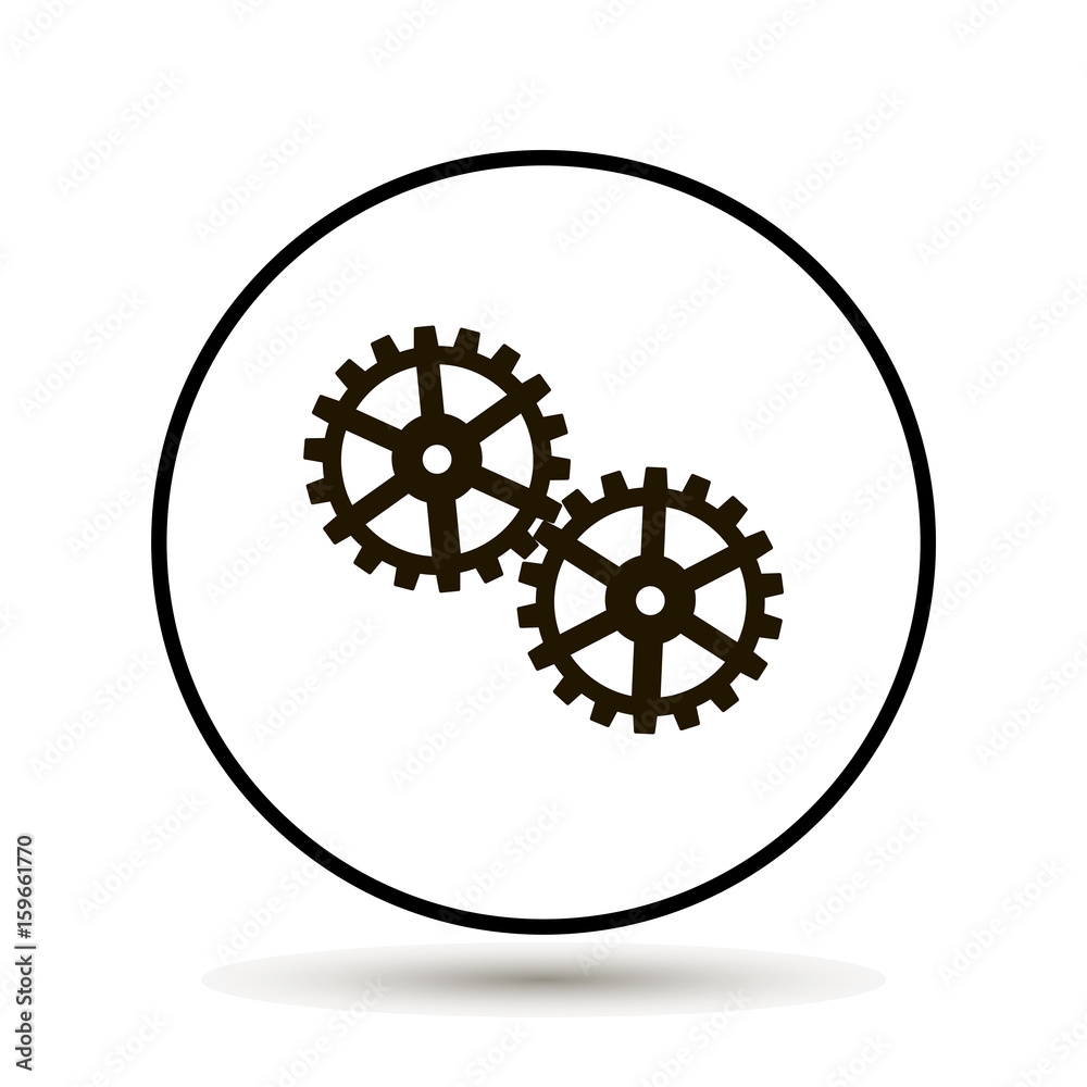 Fototapeta premium two gear Icon, flat design style on white background